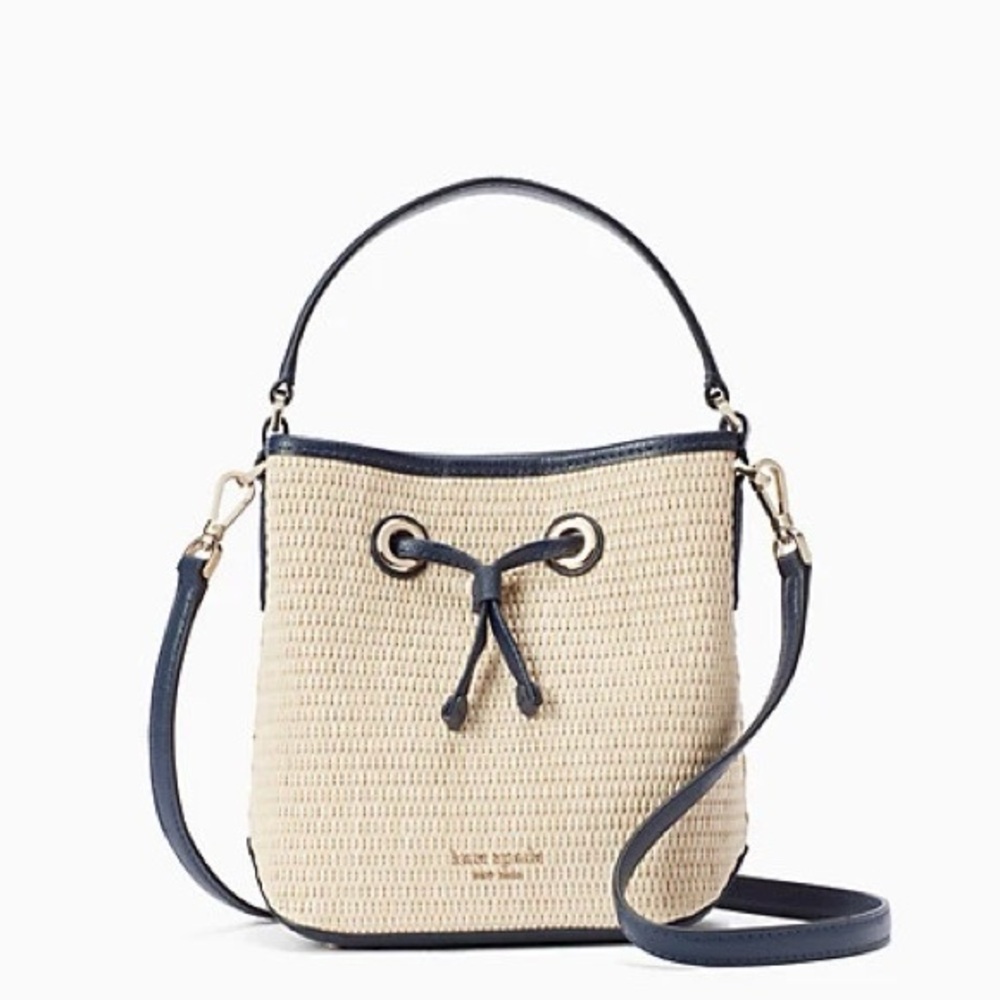 Kate Spade New York Eva Straw Small Bucket Bag - Picture 1 of 13